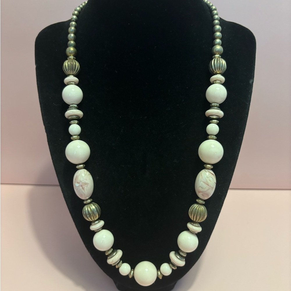 Designed by Paula Antiqued Gold Tone Acrylic Beaded Necklace 20”